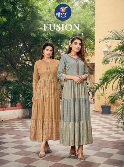 Fusion By Vitara Designer Rayon Gown Style Kurti Collection